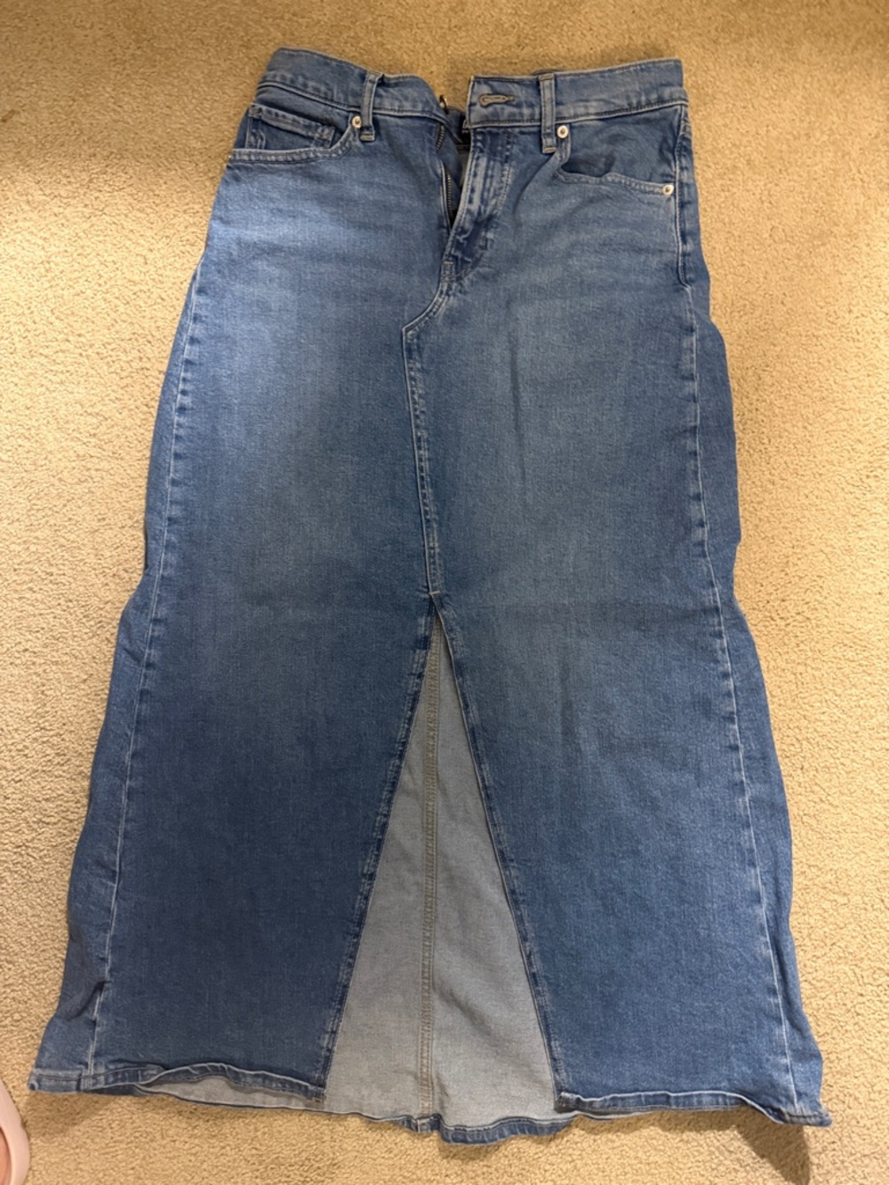 GAP Blue Straight Leg Jeans Skirt with Front Slit